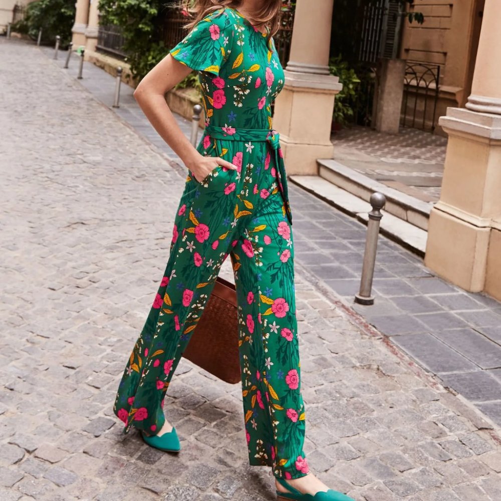 Boden Camille Ponte Jumpsuit in Floral Garden NWT